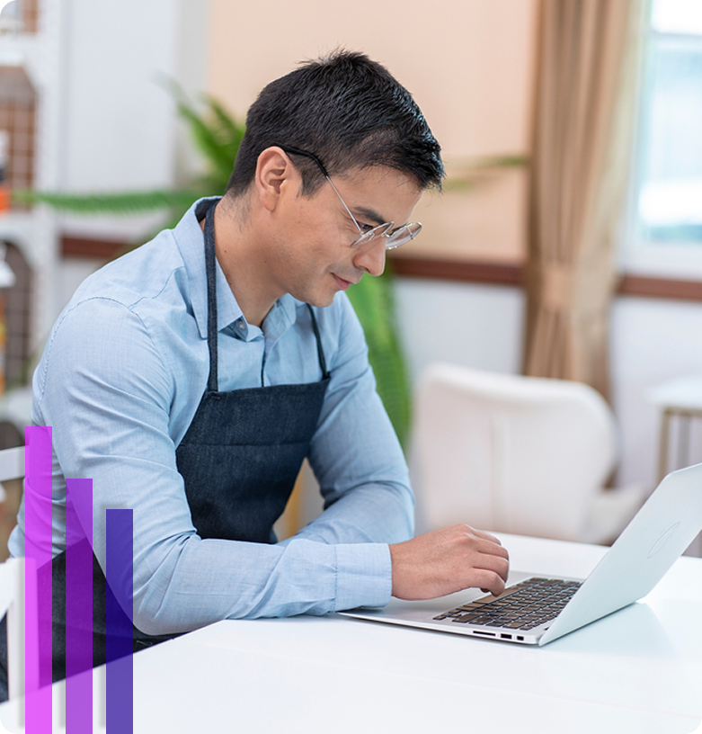 Man working on a laptop