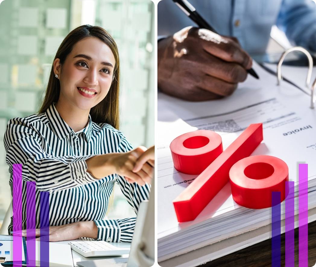 Accounting professionals reviewing financial documents and client tax services